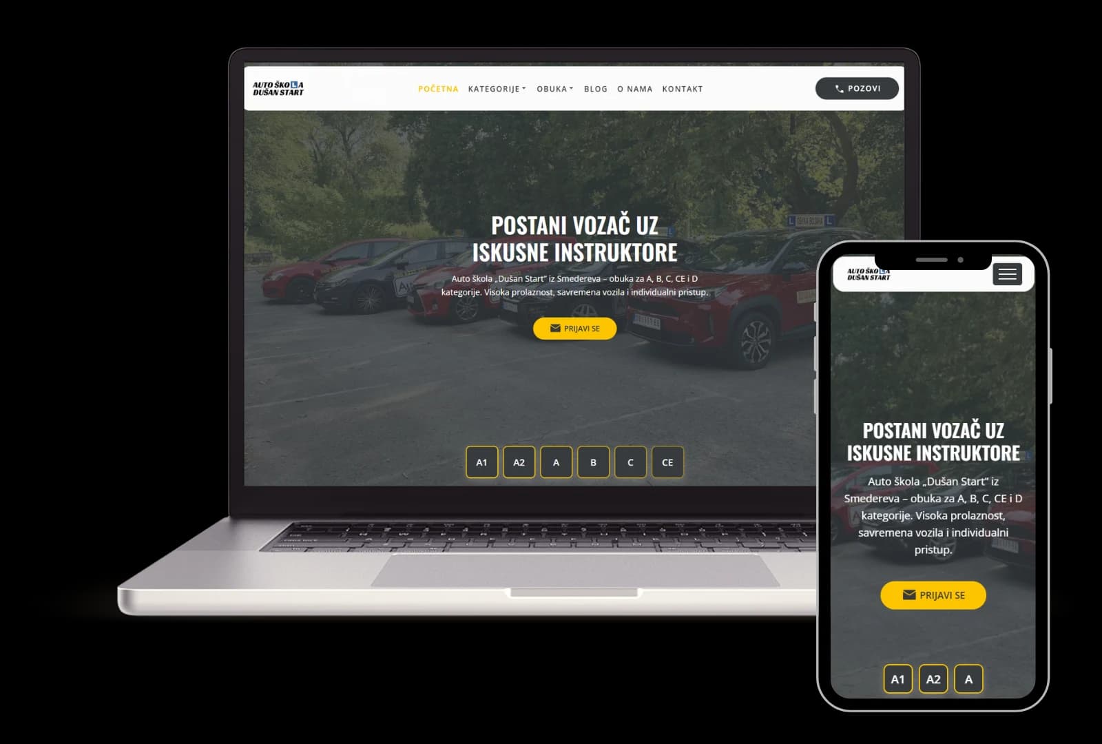 Driving school for driver training